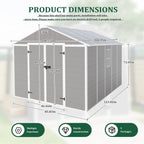 Seizeen Resin Outdoor Storage Shed With Floor, Light Gray, 82 in H