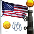 Service First Telescoping Flagpole Kit, 25FT, Black, 3x5 Printed USA Flag - Freedom Edition