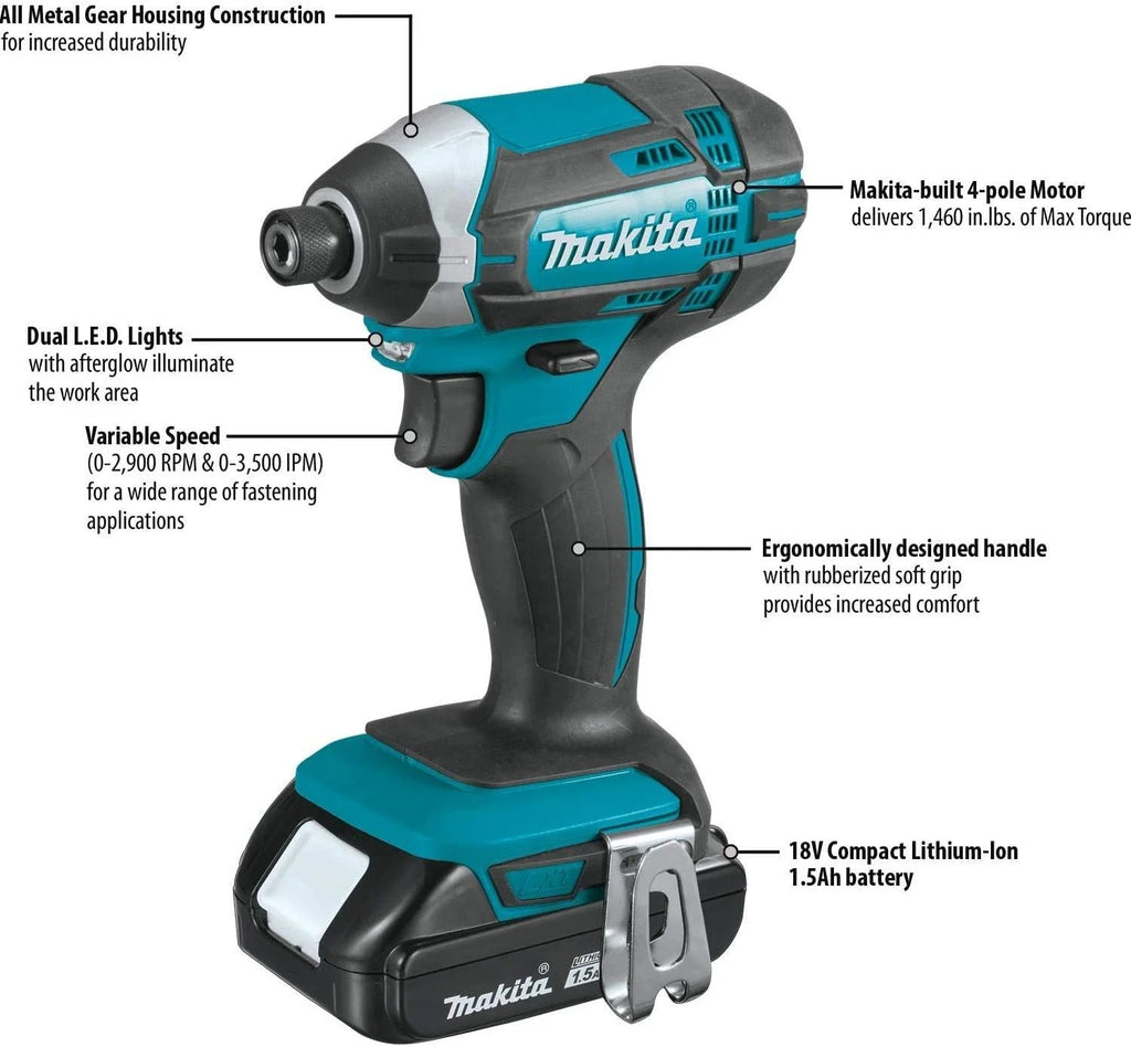 Makita 18V LXT Lithium-Ion 2-Piece Cordless Combo Kit With 1.5 Ah Batteries - CT225SYX