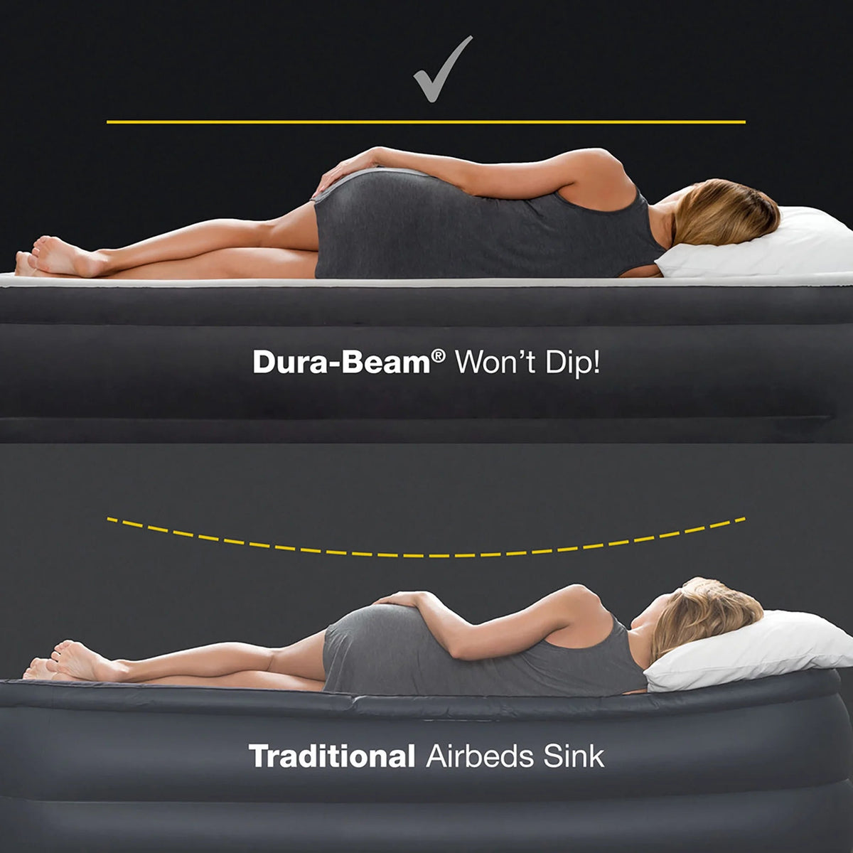 Intex Dura-Beam Deluxe Ultra Plush Headboard Queen Airbed, Gray, 18in, Built-In Pump - 64447ED