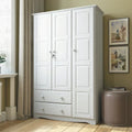 3-Door Solid Wood Wardrobe Armoire With 2 Drawers - 72in H x 45.8in W x 20.75in D