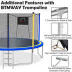 SHINPT 14ft Outdoor Trampoline With Safety Net, Basketball Hoop And Ladder