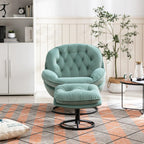 Velvet Swivel Accent Chair With Ottoman Set, Pink, 31.73 x 33.5 x 33.78 Inches