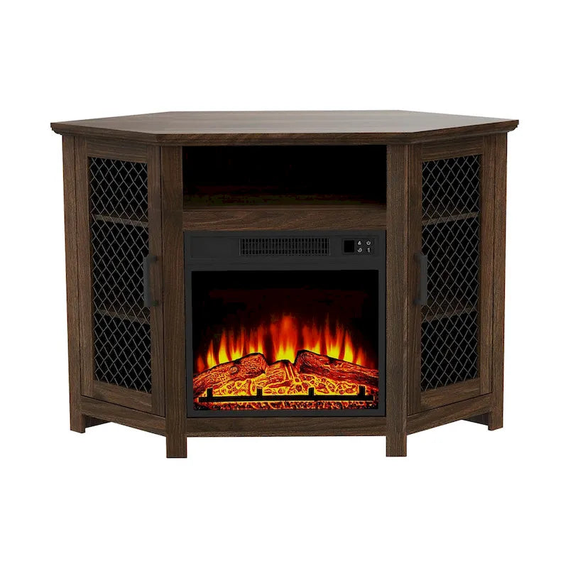 45 inch Industrial Corner Electric Fireplace TV Stand Console Table - 17 Electric Fireplace