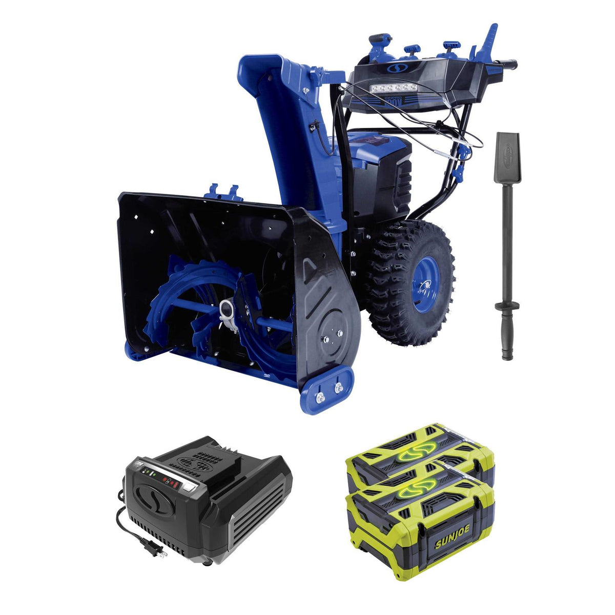 Snow Joe Cordless Dual-Stage Snow Blower, 24 in, 100-Volt, 2 x 5.0 Ah Batteries And Charger