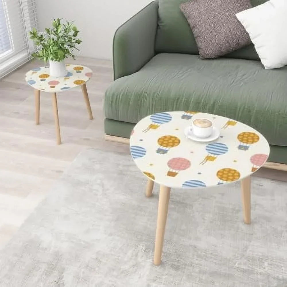 JYHOME Small Nesting Coffee Table - Hot Air Balloons Sky Triangle Pattern