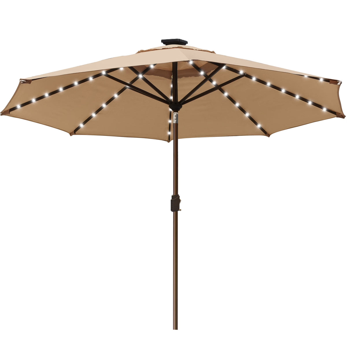 EliteShade 9ft Market Patio Umbrella With 80 LED Lights, Ruby