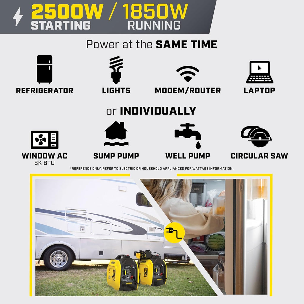 Champion Power Equipment 2500-Watt Ultralight Portable Inverter Generator With Quiet Technology And CO Shield