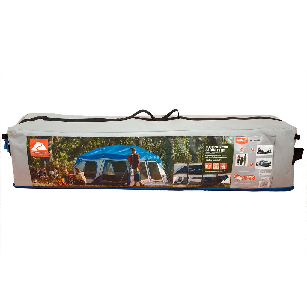 Ozark Trail 10-Person Lighted Instant Cabin Tent, 14' x 10', 40 lbs - 30711