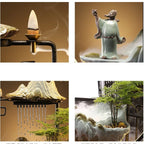 Waterfall Incense Burner With LED Lamp And Circulating Water Fountain
