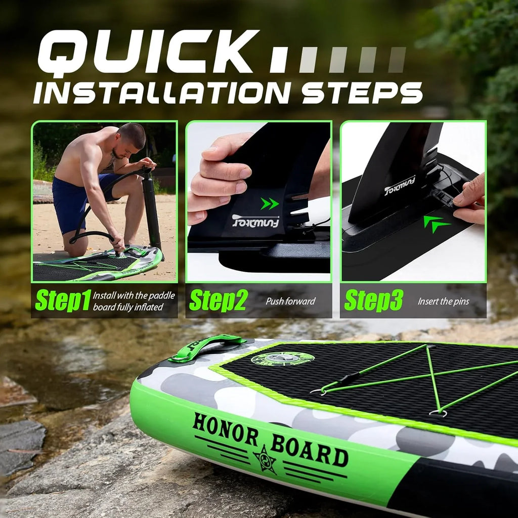 FunWater Inflatable Stand Up Paddle Board, 11 ft x 32 in x 6 in - SUP Paddle Accessories