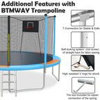 SHINPT 14ft Outdoor Trampoline With Safety Net, Basketball Hoop And Ladder