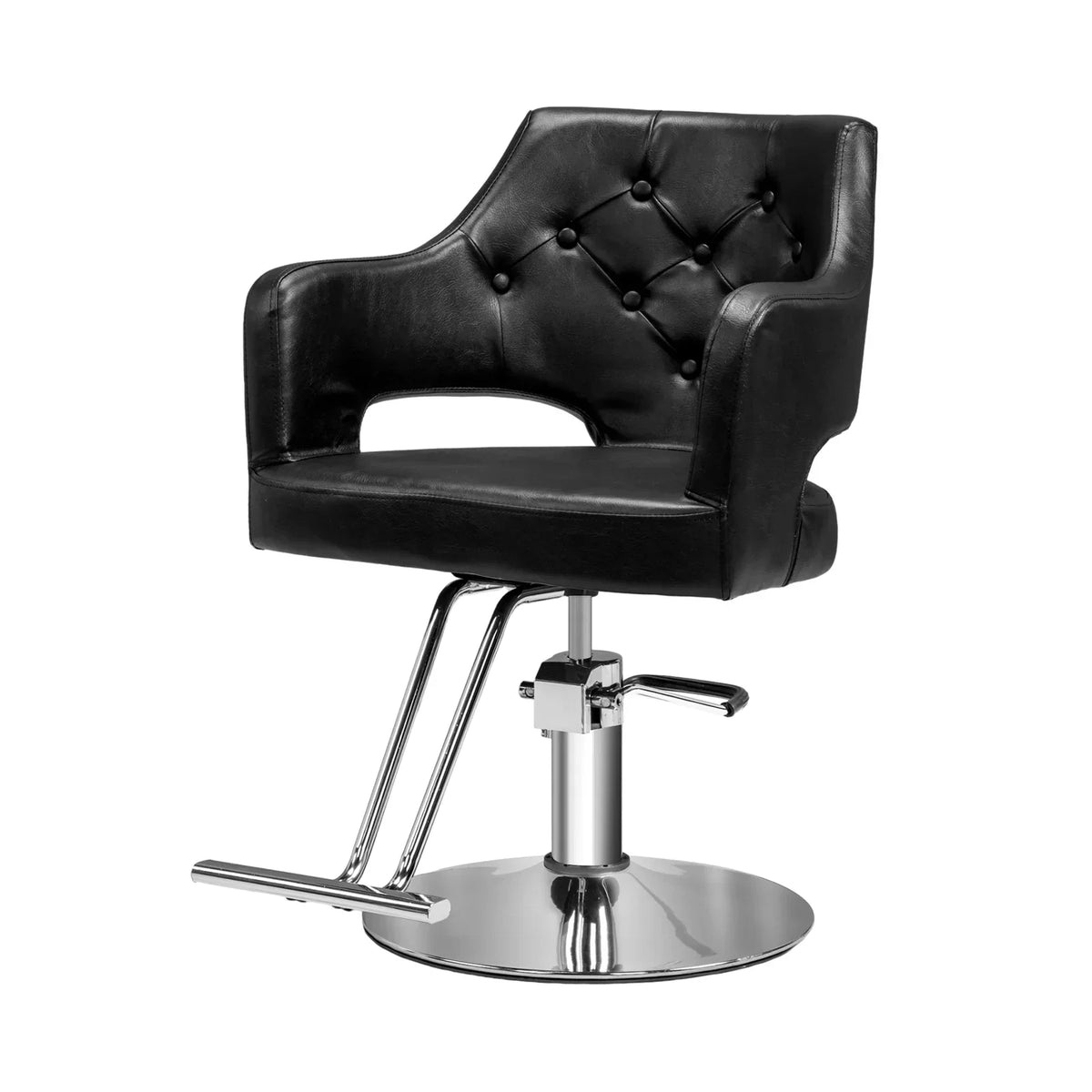 OmySalon Barber Styling Chair With Hydraulic Pump, 360 Swivel And Footrest - Black