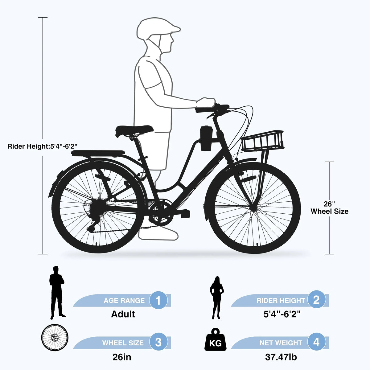 iYofe Women's Cruiser Bike, 26 Inch, Shimano 7-Speed, 85% Assembled