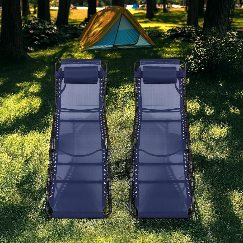 Unovivy Outdoor Chaise Lounge Chairs Set of 2, Grey, 5-Position Reclining Back