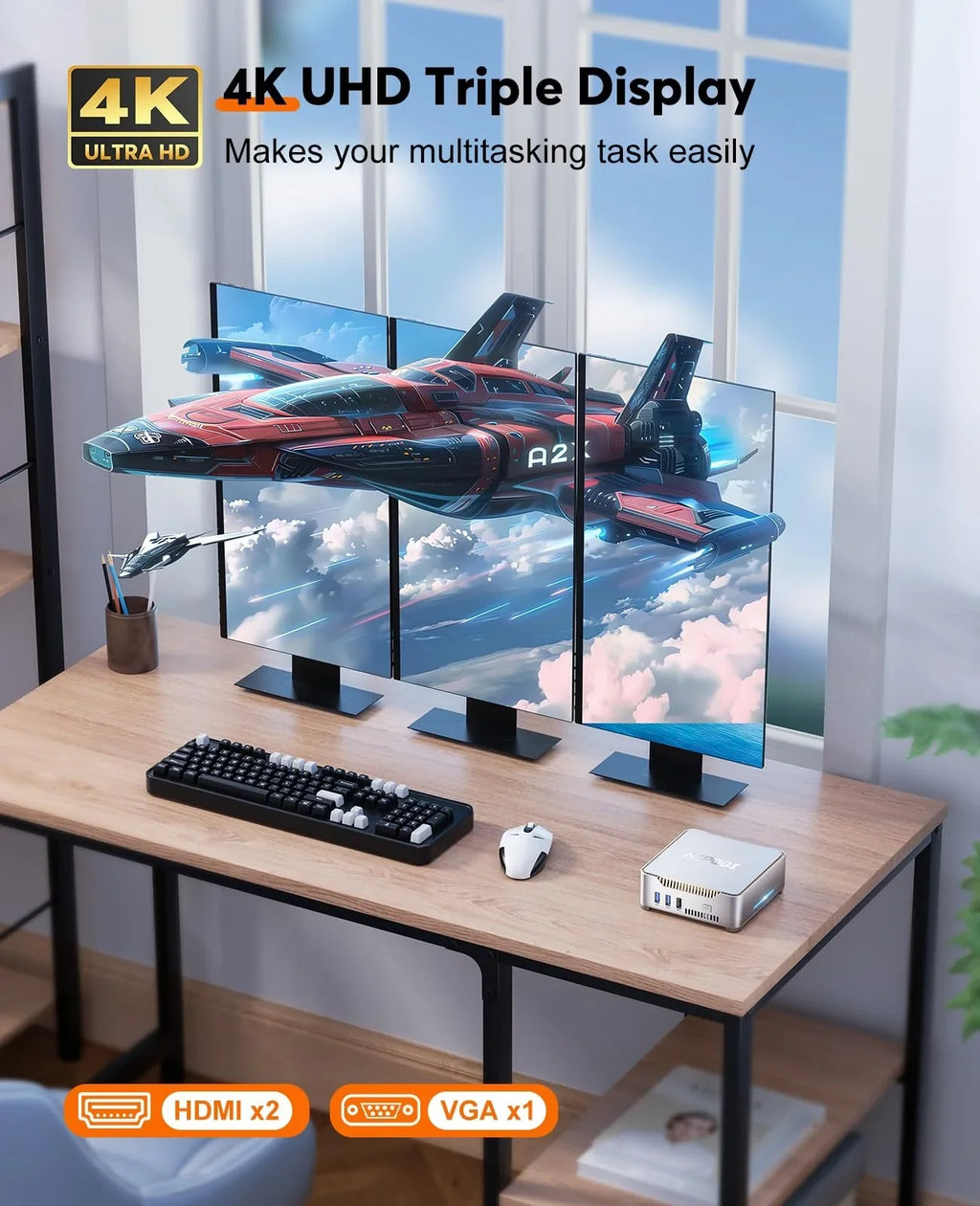 KAMRUI GK3Plus Mini PC 16GB RAM 512GB M.2 SSD - Intel Alder Lake N95