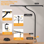 Pzloz LED Desk Lamp - Foldable Swing Arm, Adjustable Double Lamp Heads