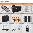 Mockins XL Trailer Hitch Cargo Carrier - 500 lbs, 60x24x6 in, 25 Cu. Ft. Bag