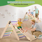 Lookfly 8-in-1 Foldable Pikler Triangle Climbing Set With Ramp - Natural-Color Or Multicolor