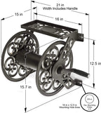 Steel Wall Mount Garden Hose Reel With Shelf, 125 Feet 5/8-Inch Capacity