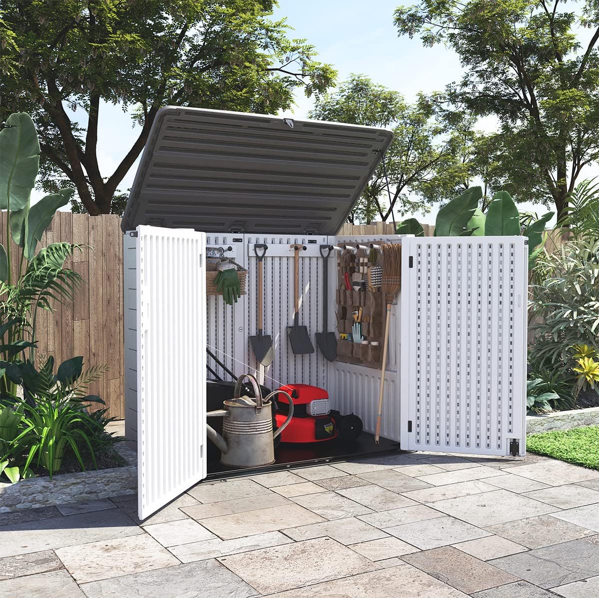 KINYING Horizontal Outdoor Storage Box, 48 Cu.ft, 53.2 in W x 34.3 in D x 47.1 in H