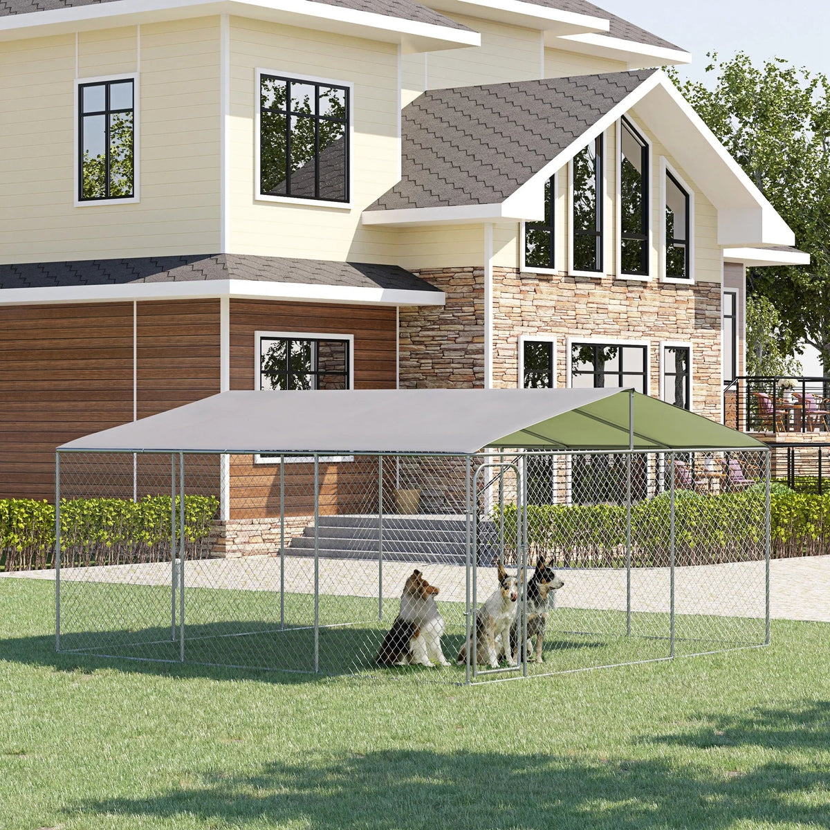 PawHut Dog Kennel Playpen With Waterproof Cover, 15' x 15' x 7.5' - D02-049V02