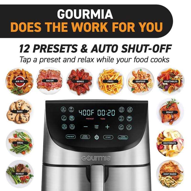 Gourmia Digital Air Fryer 8 Qt Stainless Steel