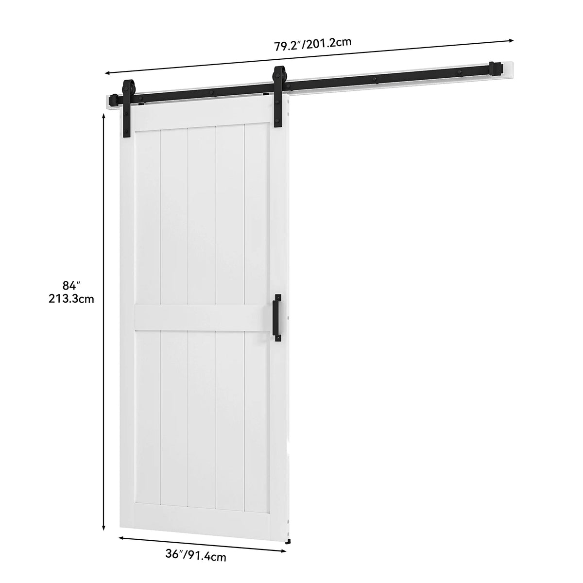 Uforic Sliding Barn Door With Hardware Kit, 48 x 84 in, Gray