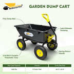 RIDALIYA Garden Dump Cart Utility Wagon, 600 lbs Or 1200 lbs Capacity, 6 Cu Ft Bed, 12.6-inch Pneumatic Tires, 180-Degree Pivot Steering