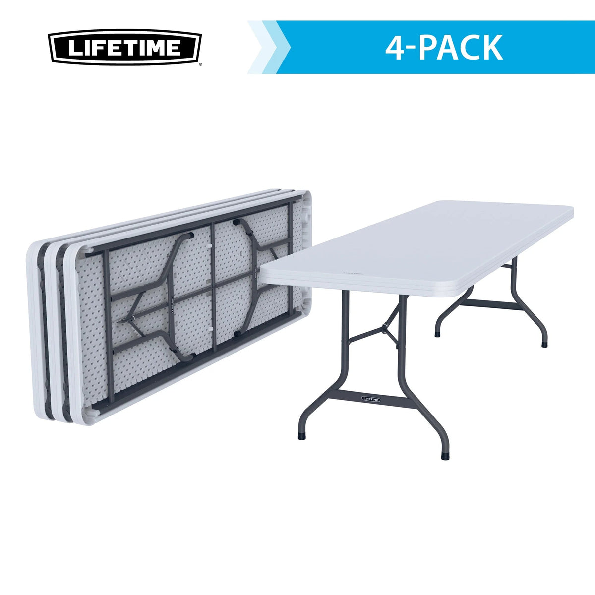 Lifetime 4 8-Foot Rectangle Folding Tables And 32 Chairs Set, White Granite - 80147