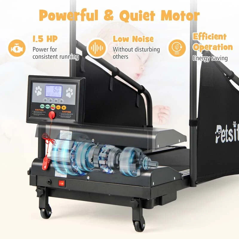 Dog Treadmill Pet Running Machine, 200 lbs Capacity, 1.4 inch LCD Screen - Black