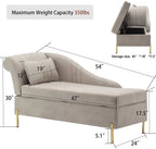 Andeworld Upholstered Tufted Chaise Lounge Chair, Faux Suede, Khaki