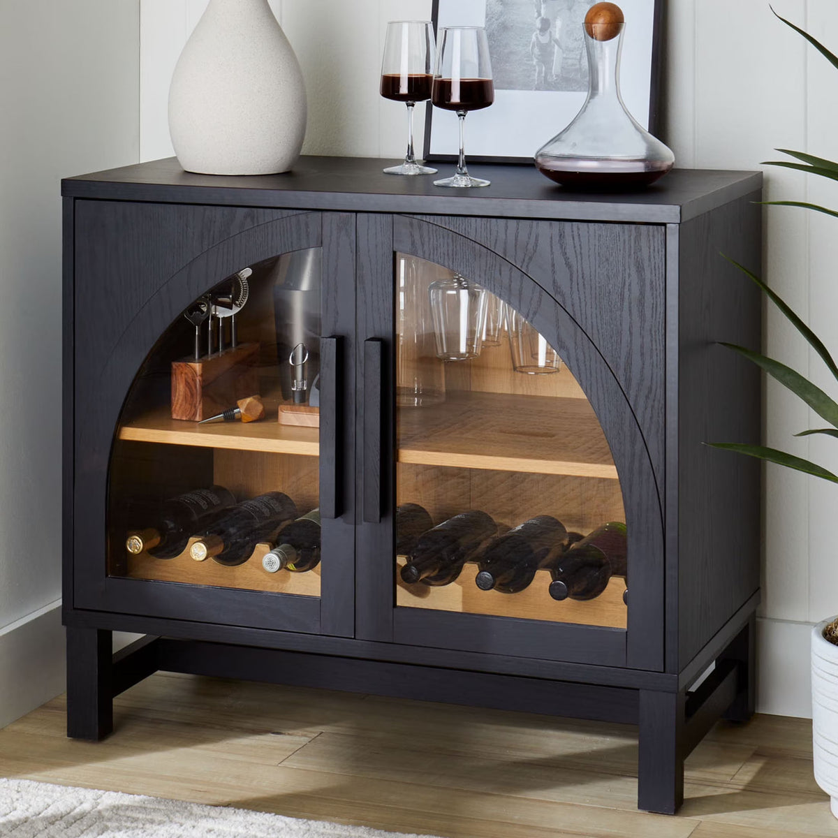 Better Homes & Gardens Juliet Arch Door Kitchen Cabinet, Rich Black, 36 W x 20 D x 32 H - BHS336249972035 / BHS536249972003