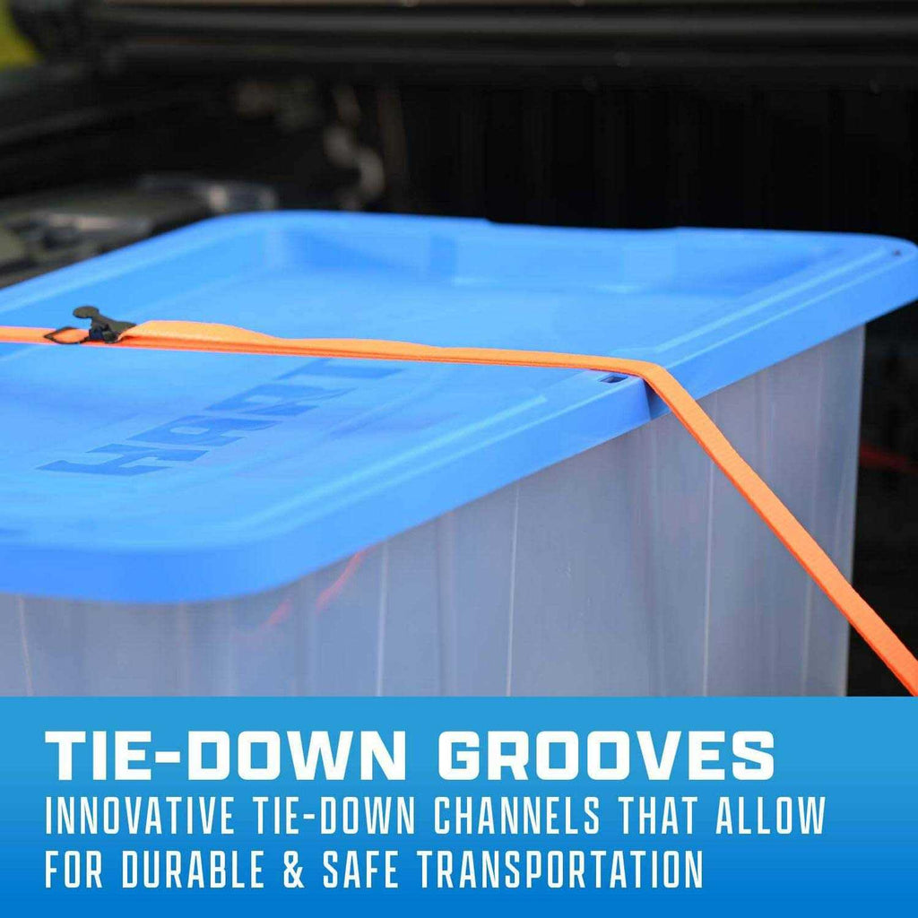 HART 200 Quart Latching Rolling Plastic Storage Bin Container With Pull Handle - Clear