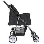 HomGarden 4 Wheel Foldable Pet Stroller Carrier Cart With Storage Basket And Cup Holder - Black