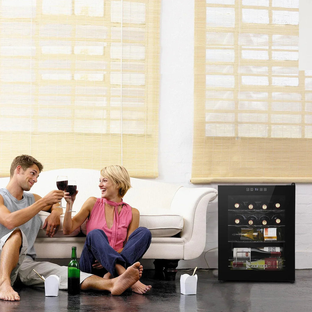 Zimtown 16 Bottle Compressor Wine Cooler Refrigerator, Black - Digital Temperature Control With Lock