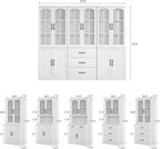 TUSY 71in Tall 6-Tier Bookcase With Glass Door, Drawer, And 23.6in Width - AEA