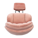 Velvet Swivel Accent Chair With Ottoman Set, Pink, 31.73 x 33.5 x 33.78 Inches