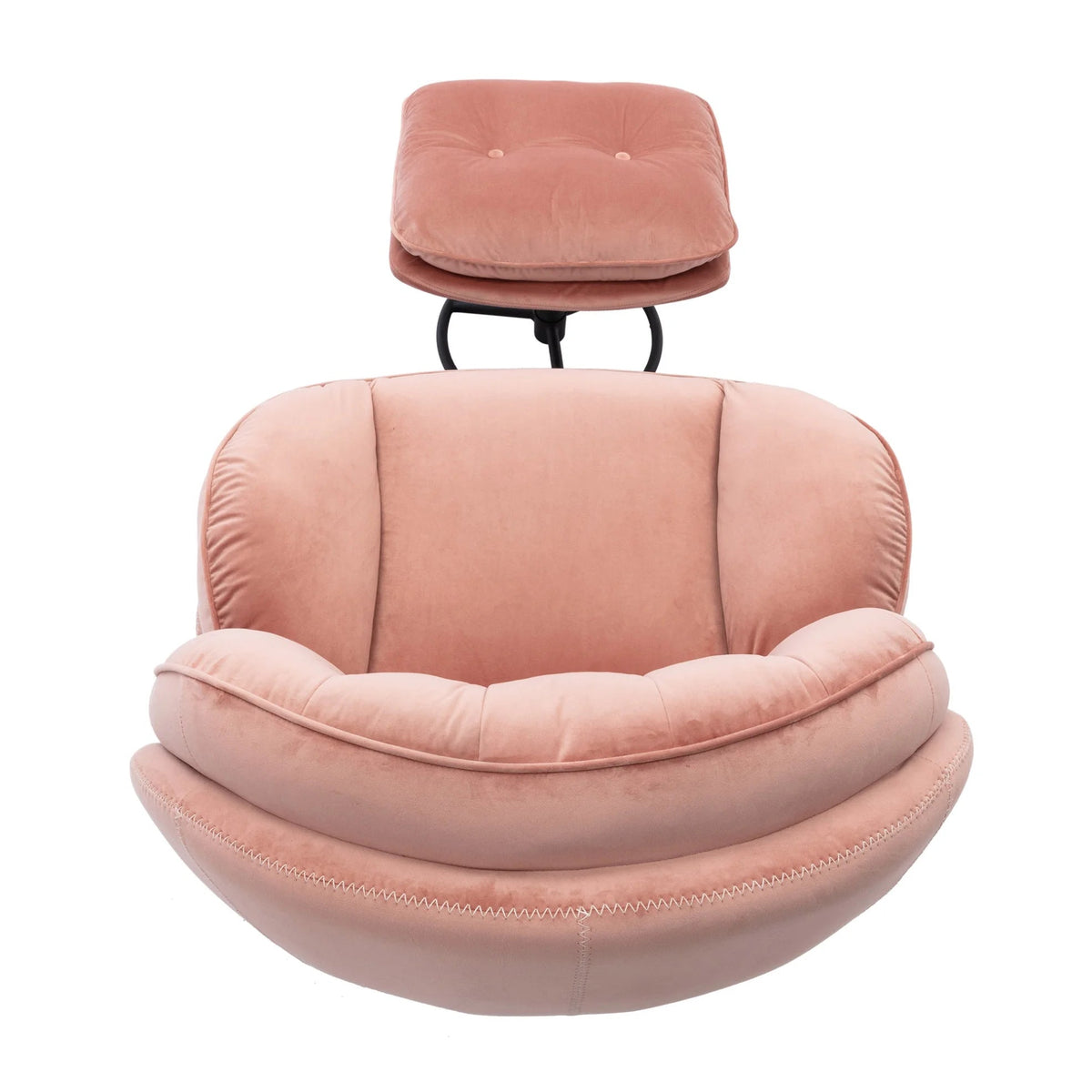 Velvet Swivel Accent Chair With Ottoman Set, Pink, 31.73 x 33.5 x 33.78 Inches