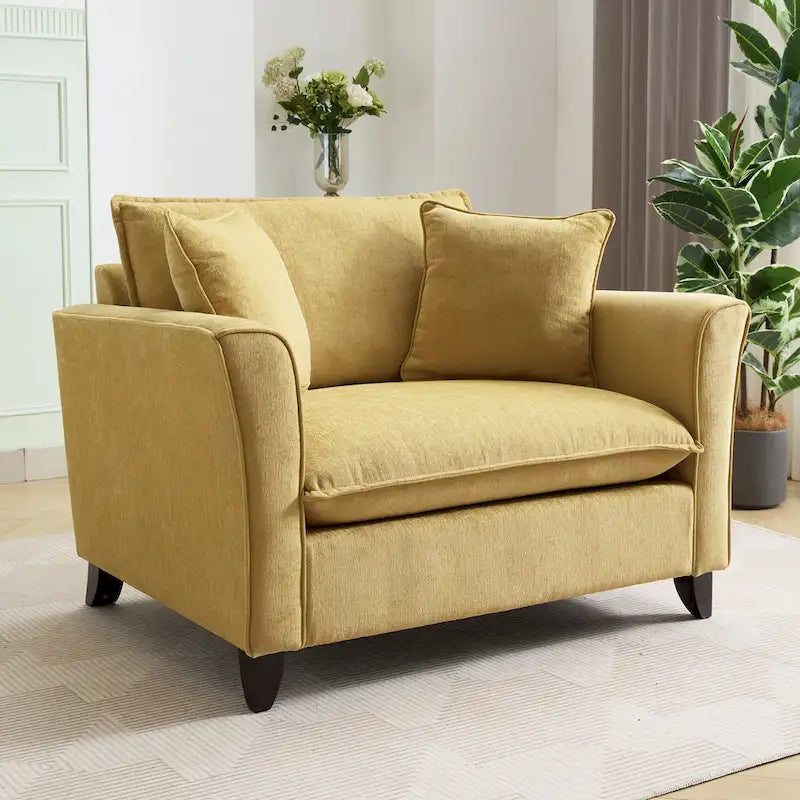 Oversized Chenille Fabric Armchair With 33.9 in Wide Seat Cushion