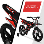 Hyper Bicycles 16 Inch Kids Motobike With Mag Wheels, Training Wheels, Black/Red