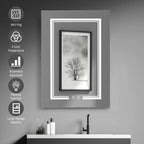 LED Bathroom Wall Cabinet With Single Door Mirror, White, 28*20in
