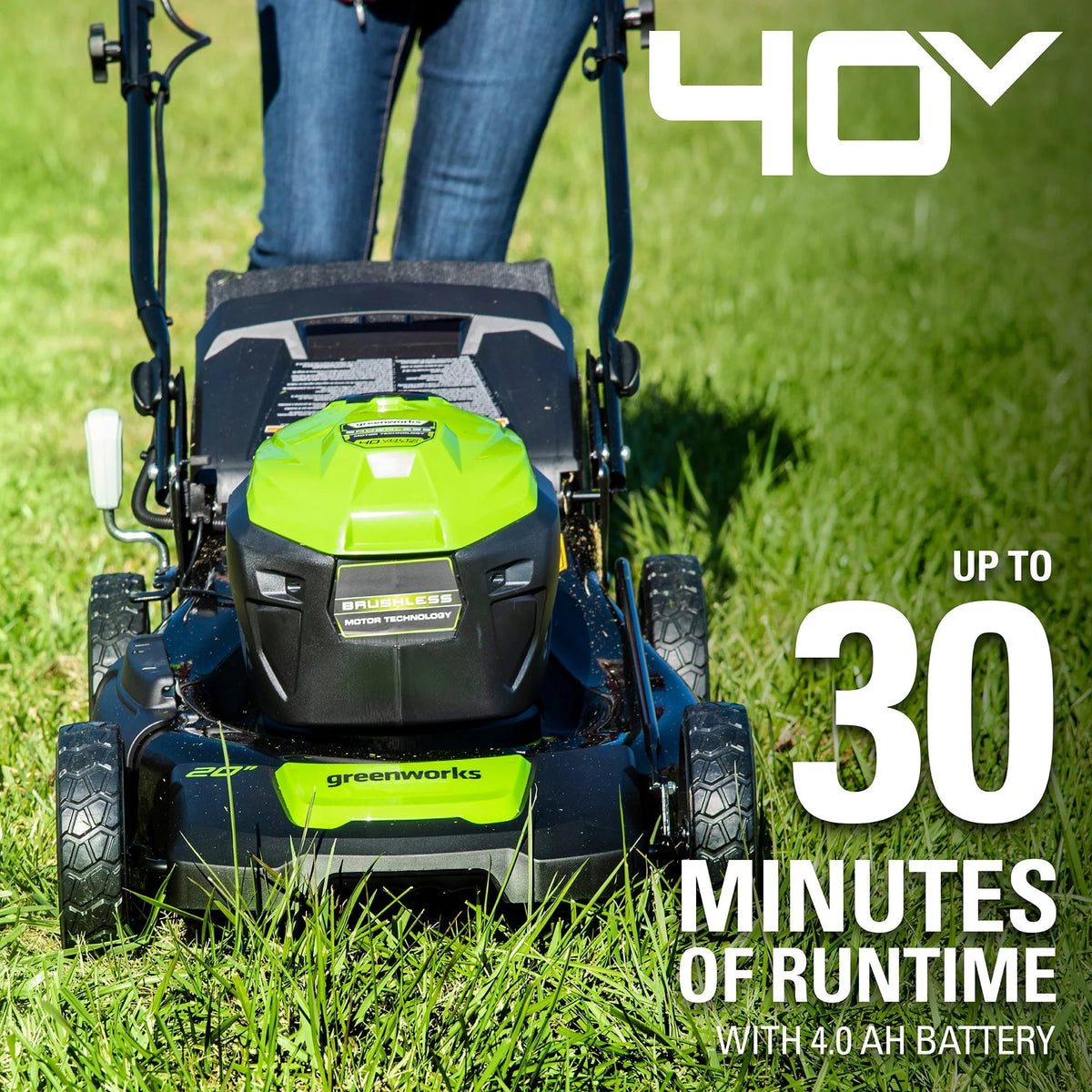 Greenworks 40V 20-Inch Brushless Walk-Behind Push Lawn Mower With 40 Ah Battery And Quick Charger - 2516302