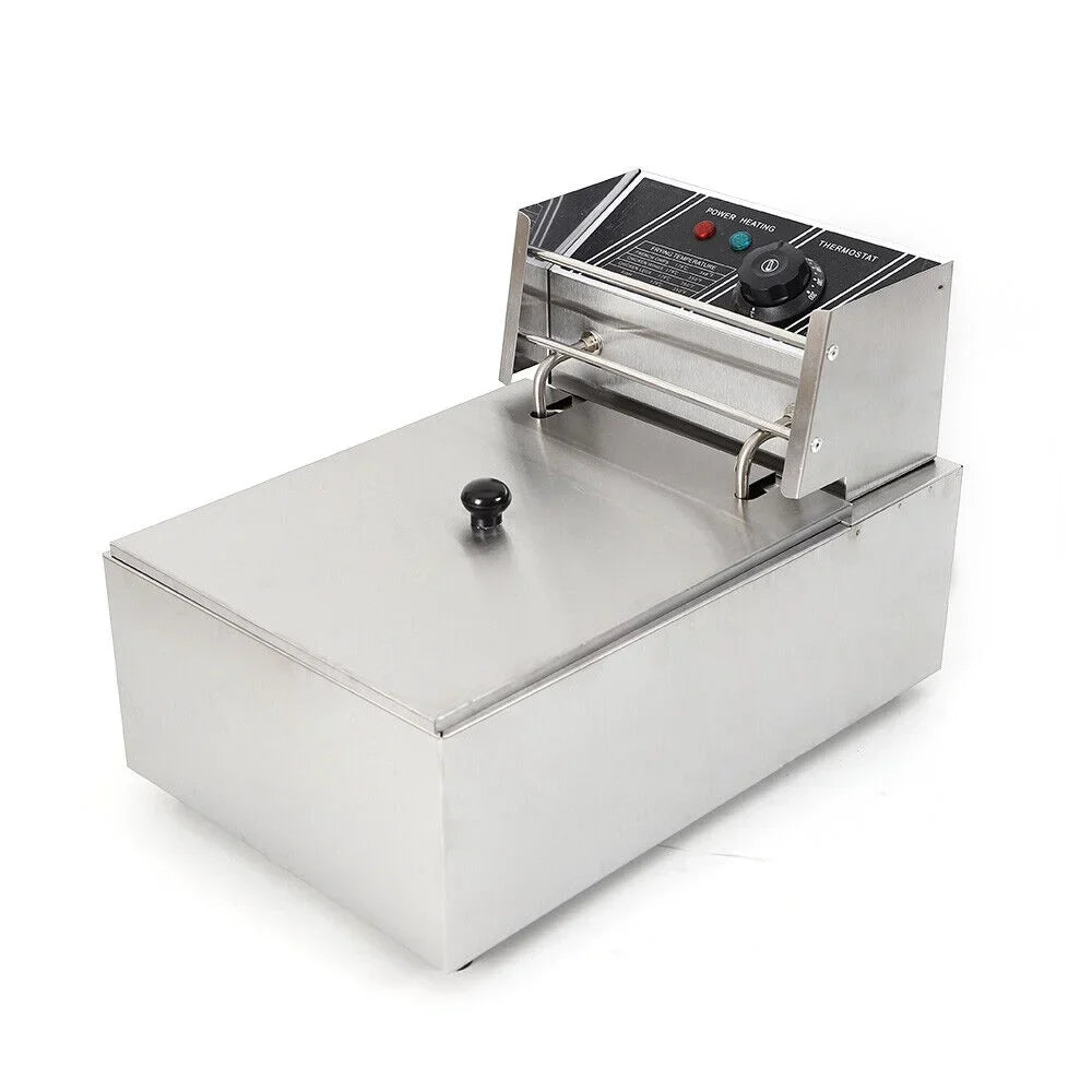 Electric Deep Fryer 6L/6.3QT Stainless Steel Countertop 1700W Single Tank