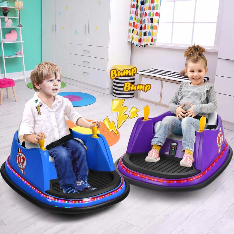 12V Toddler Battery Powered Bumper Car With Dual Joysticks And 360 Degree Spin