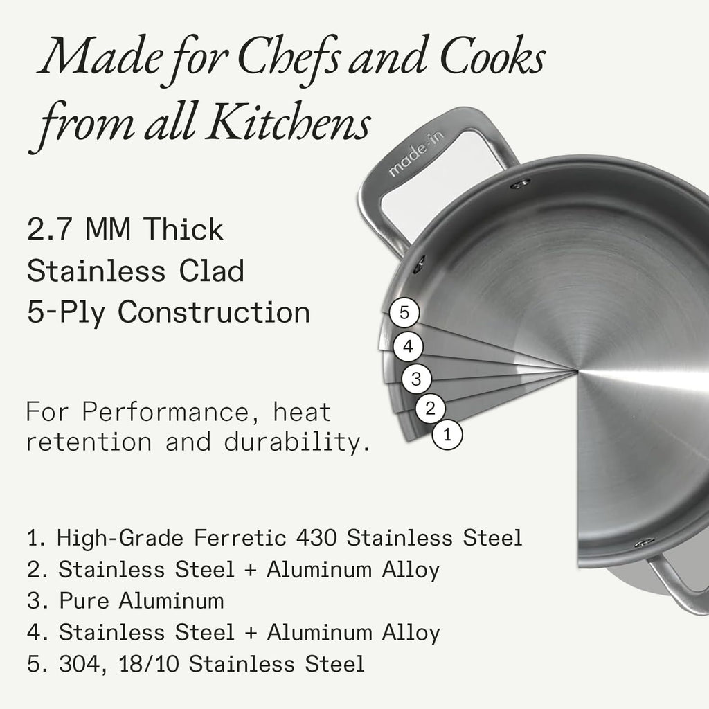 Made In Cookware Stainless Steel Stock Pot With Lid, 8 Quart, 5 Ply