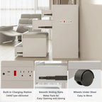3-in-1 Vanity Desk Set With Flip-Top Lighted Mirror, Storage Stool And 15.7*19.7*31.5 Inches Table