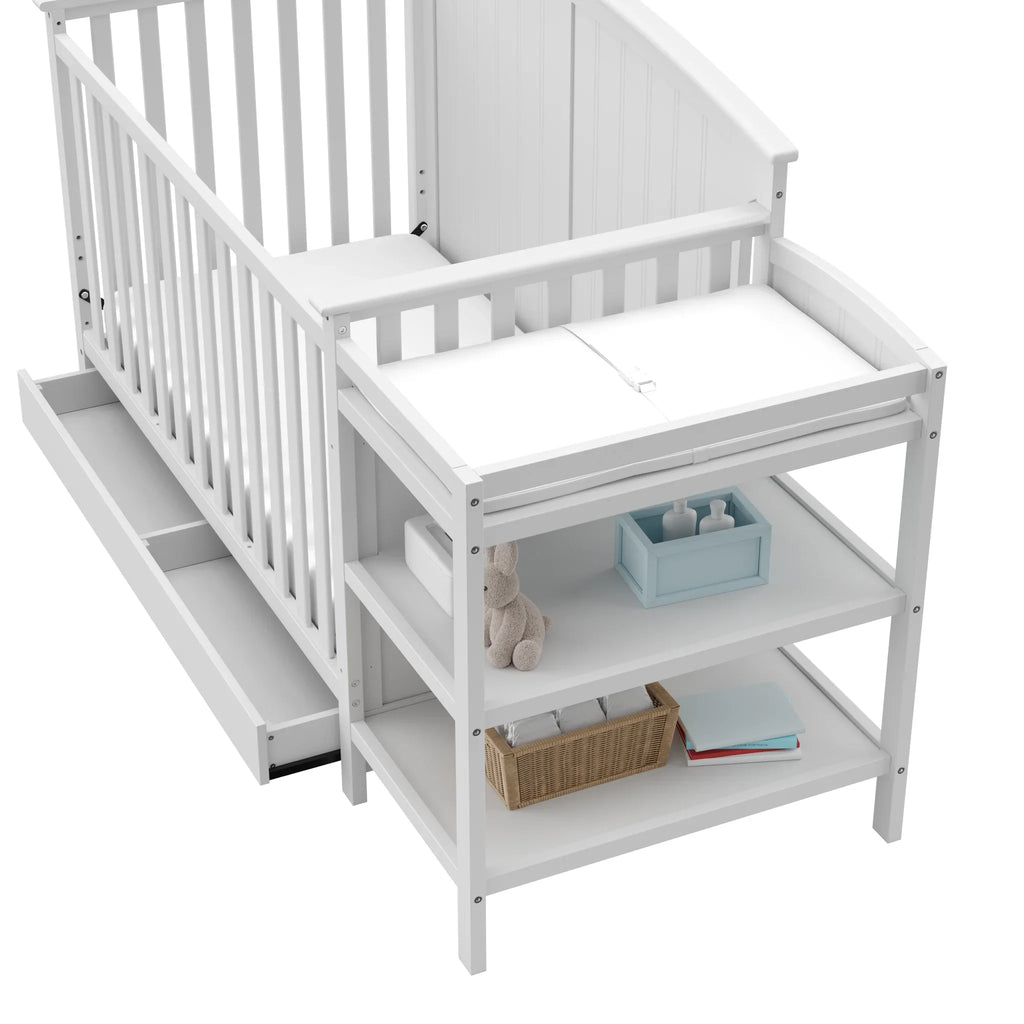 Storkcraft 5-in-1 Convertible Baby Crib & Changer, White - Steveston