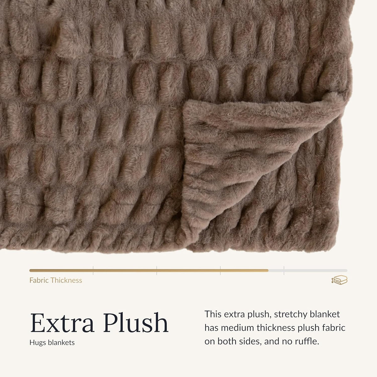 Minky Couture Hugs Extra Plush Stretchy Bubbled Throw Blanket - Travel, Milk Chocolate