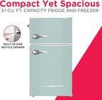 Frigidaire Retro-Style Mini Fridge With Freezer, 3.1 Cu. Ft., Two-Door, Built-In Bottle Opener
